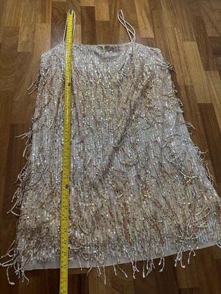 Vestito corto paillettes frange H&M oro