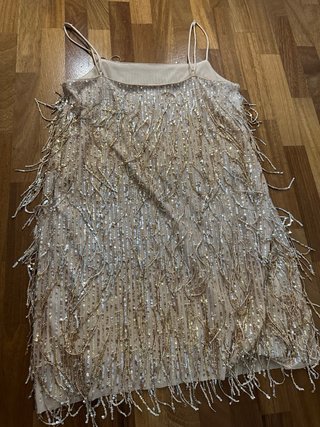Vestito corto paillettes frange H&M oro