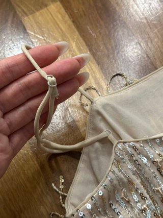 Vestito corto paillettes frange H&M oro
