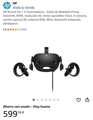 HP Reverb G2 VR Gafas + 2 Controles