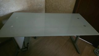 Mesa de despacho cristal y metal gris