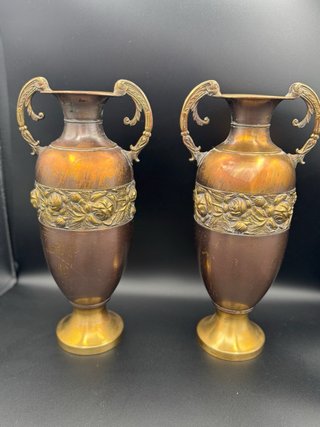 Coppia Vasi Vintage Peerage Ottone Massiccio