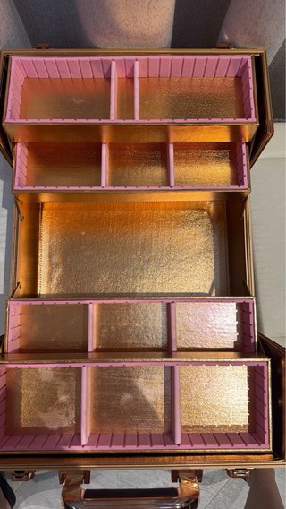 Maletín de maquillaje Pollie dorado y rosa
