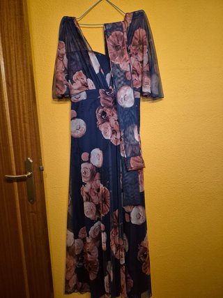 Vestido de fiesta floral azul y rosa sin usar