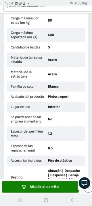 Estantería Metálica Kit 90x40x180