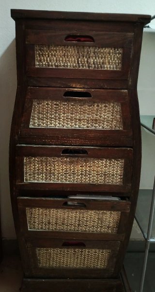 Mueble Antiguo Madera y Mimbre
