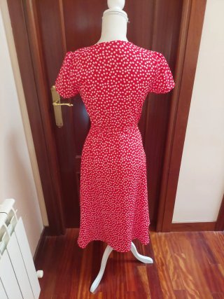 Vestido Rojo Estampado Blanco
