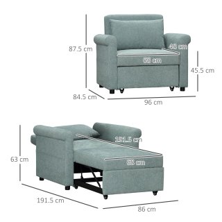 Poltrona Letto Singolo Reclinabile su 4 Livelli