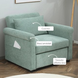 Poltrona Letto Singolo Reclinabile su 4 Livelli