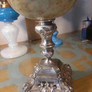 Quinquer base cromada 2 con deposito de cristal