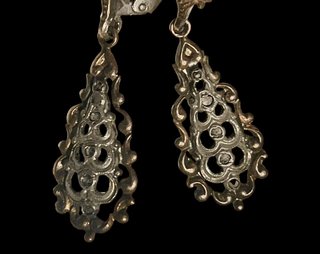 Pendientes Antiguos Plata 900 y Oro 18k