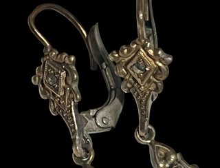 Pendientes Antiguos Plata 900 y Oro 18k