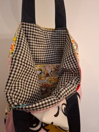Bolso Tote Snoopy y Woodstock Corazones Rosa