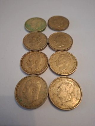 Lote 8 monedas 100 pesetas Juan Carlos I
