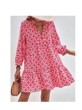 Vestido corto estampado rosa y blanco