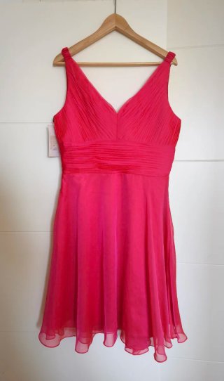 Vestido fiesta Carmen Cara rosa talla 46 brillo