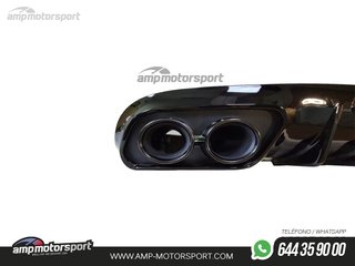 DIFUSOR TRASERO NEGRO BRILLO CON COLAS REDONDAS NEGRAS PARA MERCEDES CLASE C COUPE/CABRIO C205