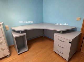 Scrivania angolare grigia + cassettiera