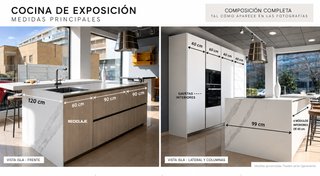 Cocina exposición gris claro y madera