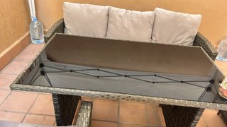 Conjunto Muebles Jardín Ratán y Cristal