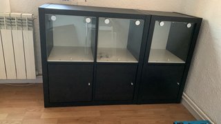 2 Módulos Kallax Ikea con Puerta Negra