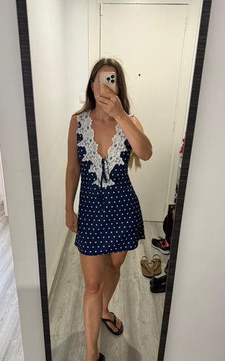 Vestido Zara lunares blanco y azul