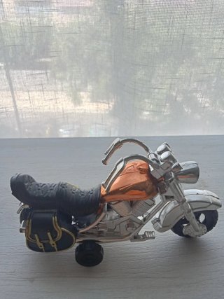 Moto Custom Chopper Juguete Plata y Cobre