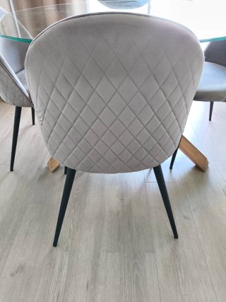 Sillas de terciopelo gris (4 unidades)
