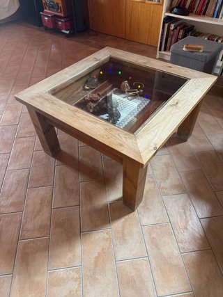 Mesa centro madera maciza con cristal
