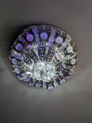 Lámpara de Techo Circular Plata y Cristal