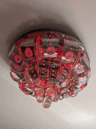 Lámpara de Techo Circular Plata y Cristal