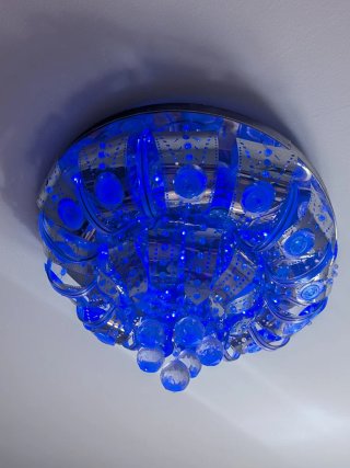 Lámpara de Techo Circular Plata y Cristal