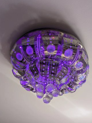 Lámpara de Techo Circular Plata y Cristal