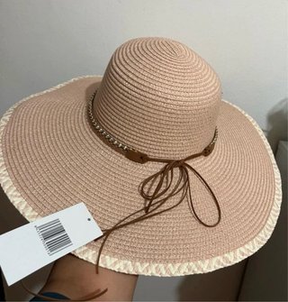 Sombrero de playa beige/rosa