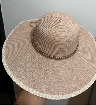 Sombrero de playa beige/rosa