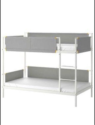 Litera Ikea Metal/Tela Gris/Blanco