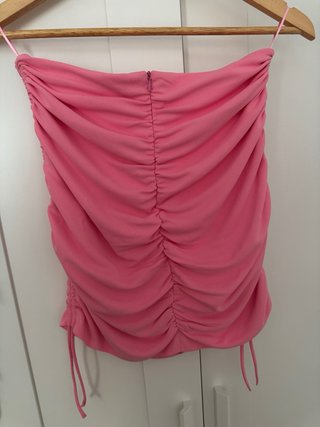 Falda mini Zara fruncida rosa