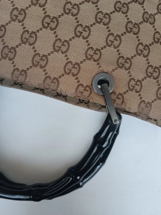 Borsa Gucci Bamboo Tela GG Beige Marrone