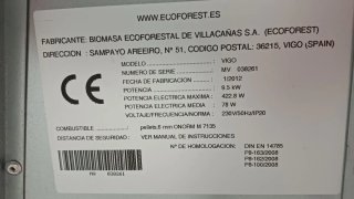 Estufa pellet ECOFOREST, modelo VIGO