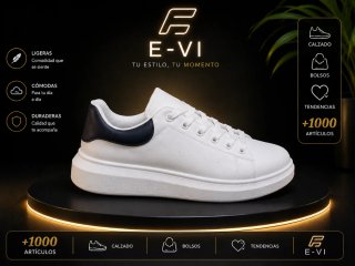 Zapatillas E-VI Blancas y Negras Tallas  40-45
