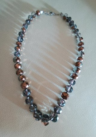 Collana cristalli sfaccettati vintage oro grigio