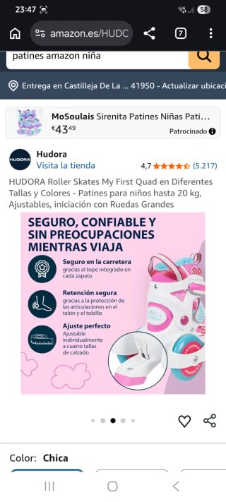 Patines Hudora Talla 26-29 Ajustable Niña