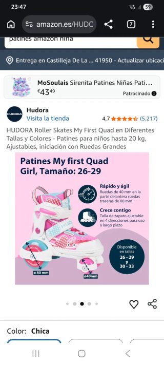 Patines Hudora Talla 26-29 Ajustable Niña