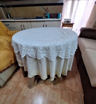 Mesa camilla madera 1m con cristal