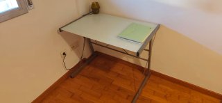 Mesa escritorio cristal y metal