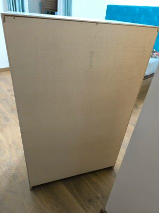 Cómoda de madera blanca, 5 cajones
