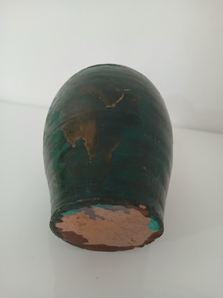 Antico Salvadanaio Terracotta Smaltata Verde