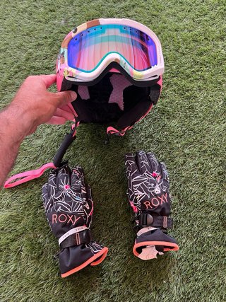 Casco, gafas y guantes esquí niña 12-14 años