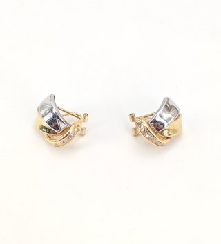 Pendiente oro combinado 18k con circonitas, 2.67 g