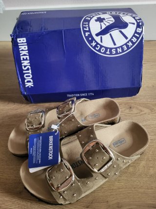 Sandalias Birkenstock Tachuelas Beige/plata